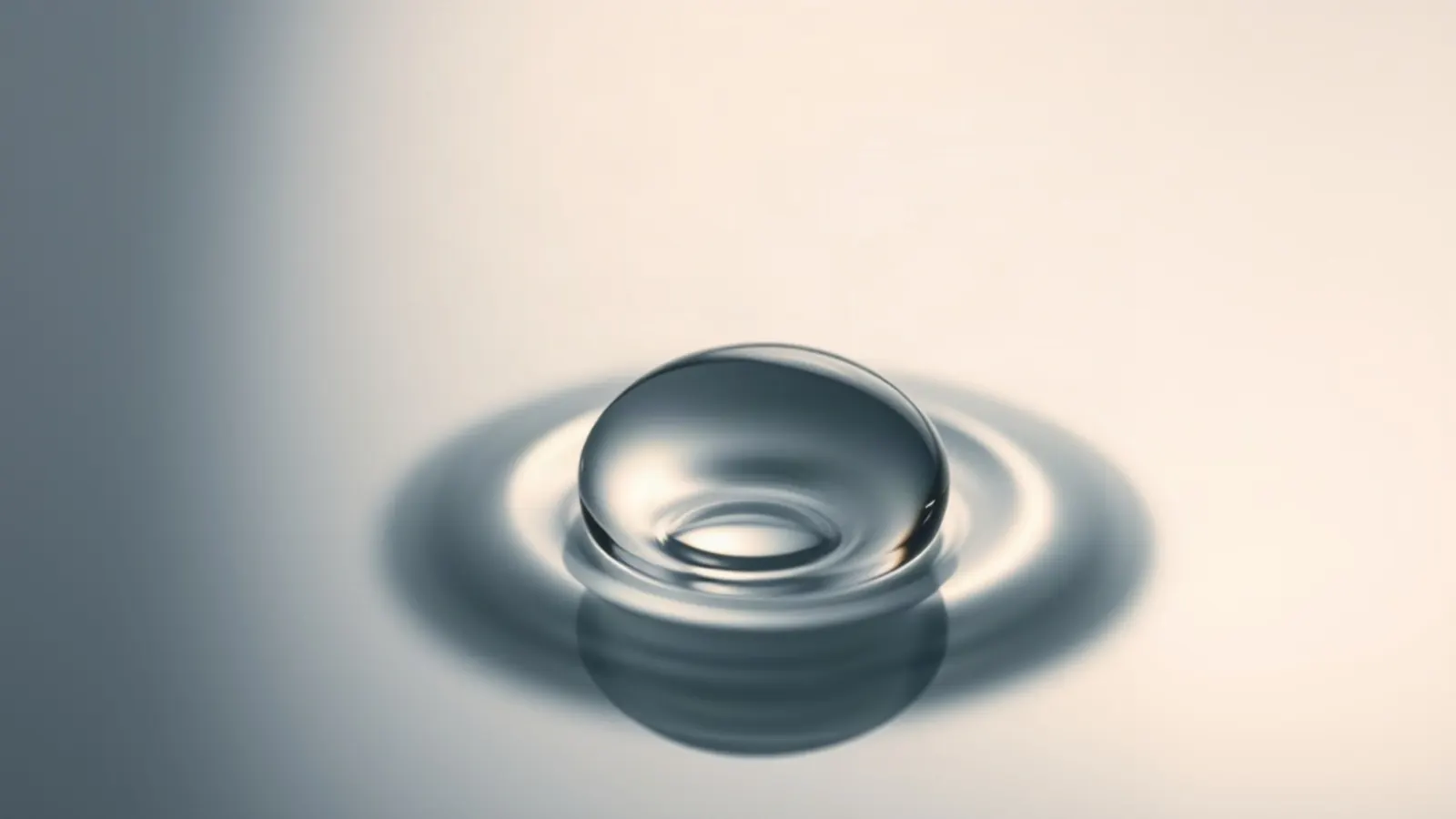 A clear serum droplet on a polished surface